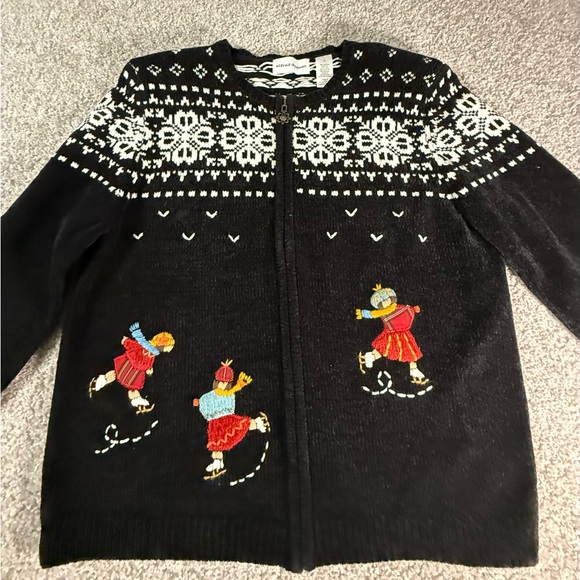 Like New Alfred Dunner Holiday Cardigan Sweater – Women’s Large iceskating snow - Picture 1 of 6